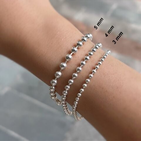 Gümüş taşsız toplu zincir bileklik