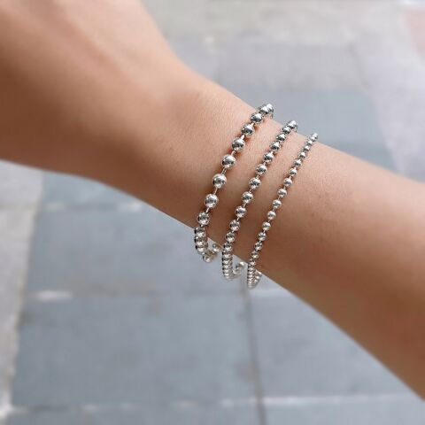 Gümüş taşsız toplu zincir bileklik