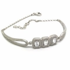 Gümüş zirkon taşlı bayan bileklik el96rt3 model 1 - Gümüş Rengi  (rodaj)