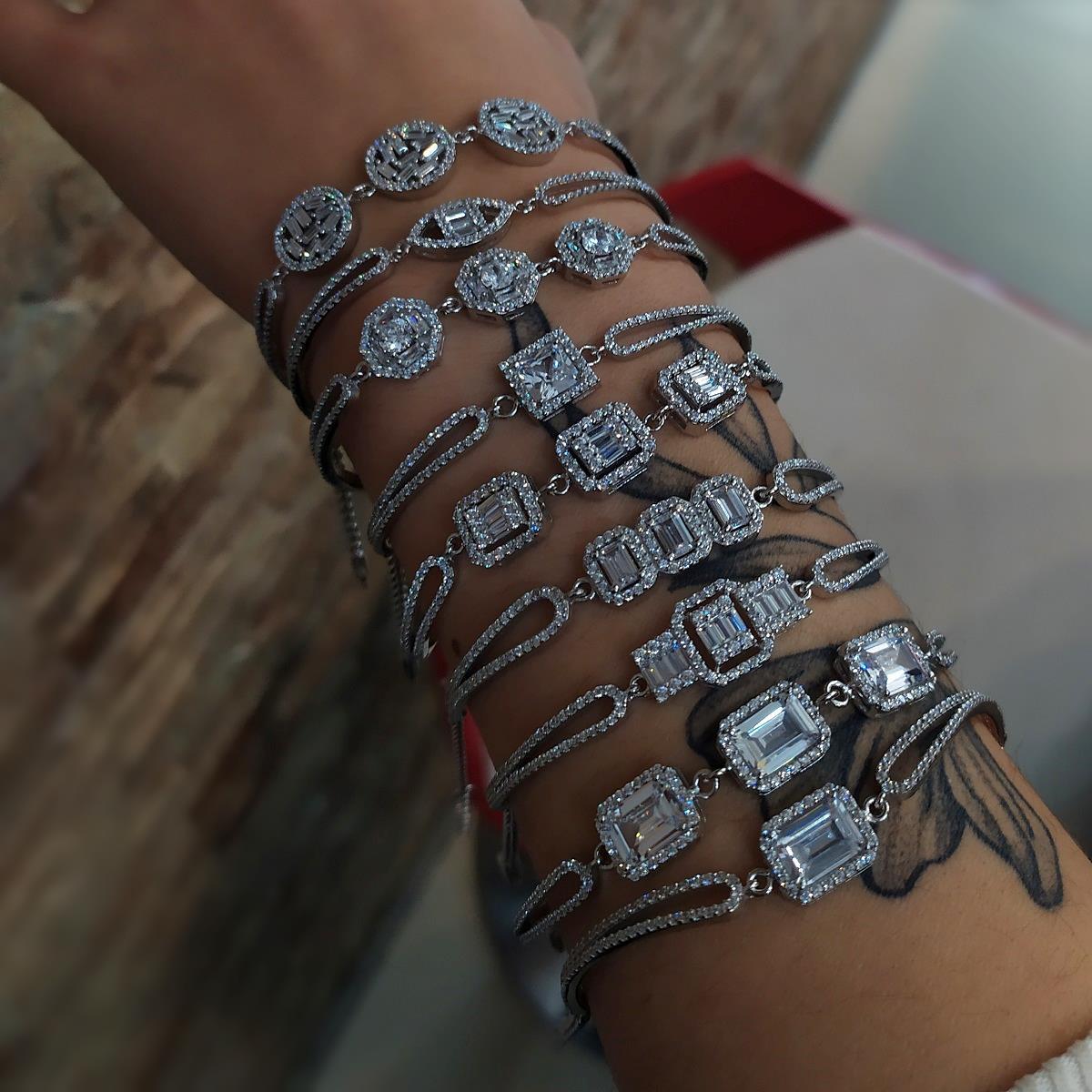 Gümüş zirkon taşlı bayan bileklik el96rt3 model 1 - Gümüş Rengi  (rodaj)