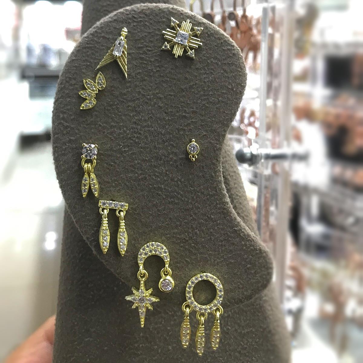 gümüş taşlı tek bayan küpe dp462f model 1 - Gümüş Rengi  (rodaj)