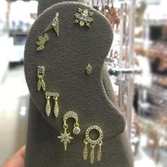 gümüş taşlı tek bayan küpe dp462f model 1 - Gümüş Rengi  (rodaj)