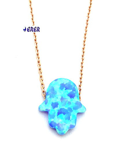 Opal taşlı rose gümüş el kolye