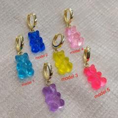 Gümüş jelibon ayıcık bayan küpe dlp798e6 TEK küpe - model 1 - Gümüş Rengi  (rodaj)