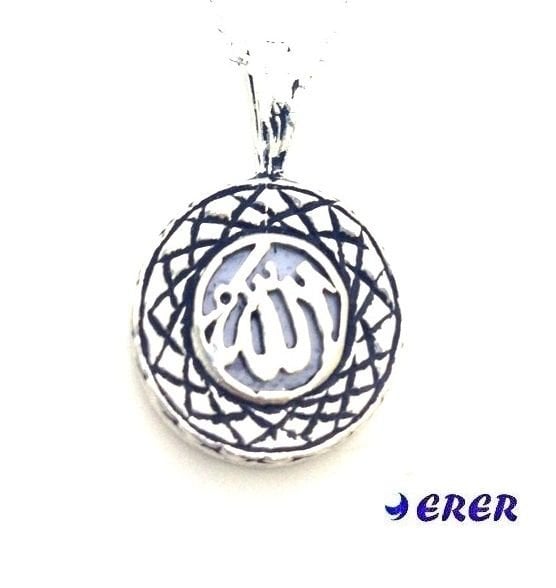 Gümüş Allah yazılı çevşen dualı kolye ucu