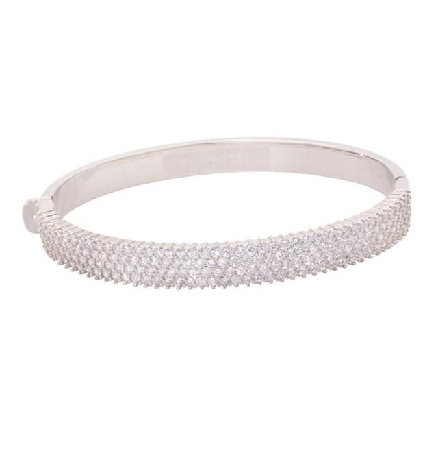 Gümüş Su yolu 4 Sıra Taşlı Oval Bilezik
