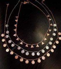 Dövme üçgen ve yuvarlak pullu gümüş kolye Üçgen model - Sarı altın (Gold)