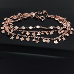 Gümüş 3 zincirli taşlı pullu bileklik cm46b2