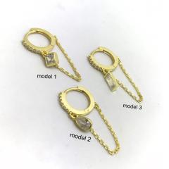 Gümüş zincirli taşlı halka küpe dp89r6t