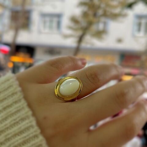 Gümüş sedef taşlı yüzük hs8965e1