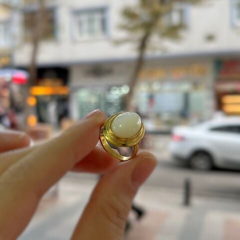 Gümüş sedef taşlı yüzük hs8965e1