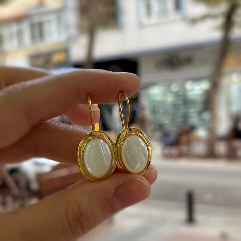 Gümüş sedef taşlı küpe hs794e36