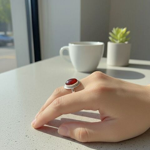 Gümüş akik taşlı yüzük hs1252b3