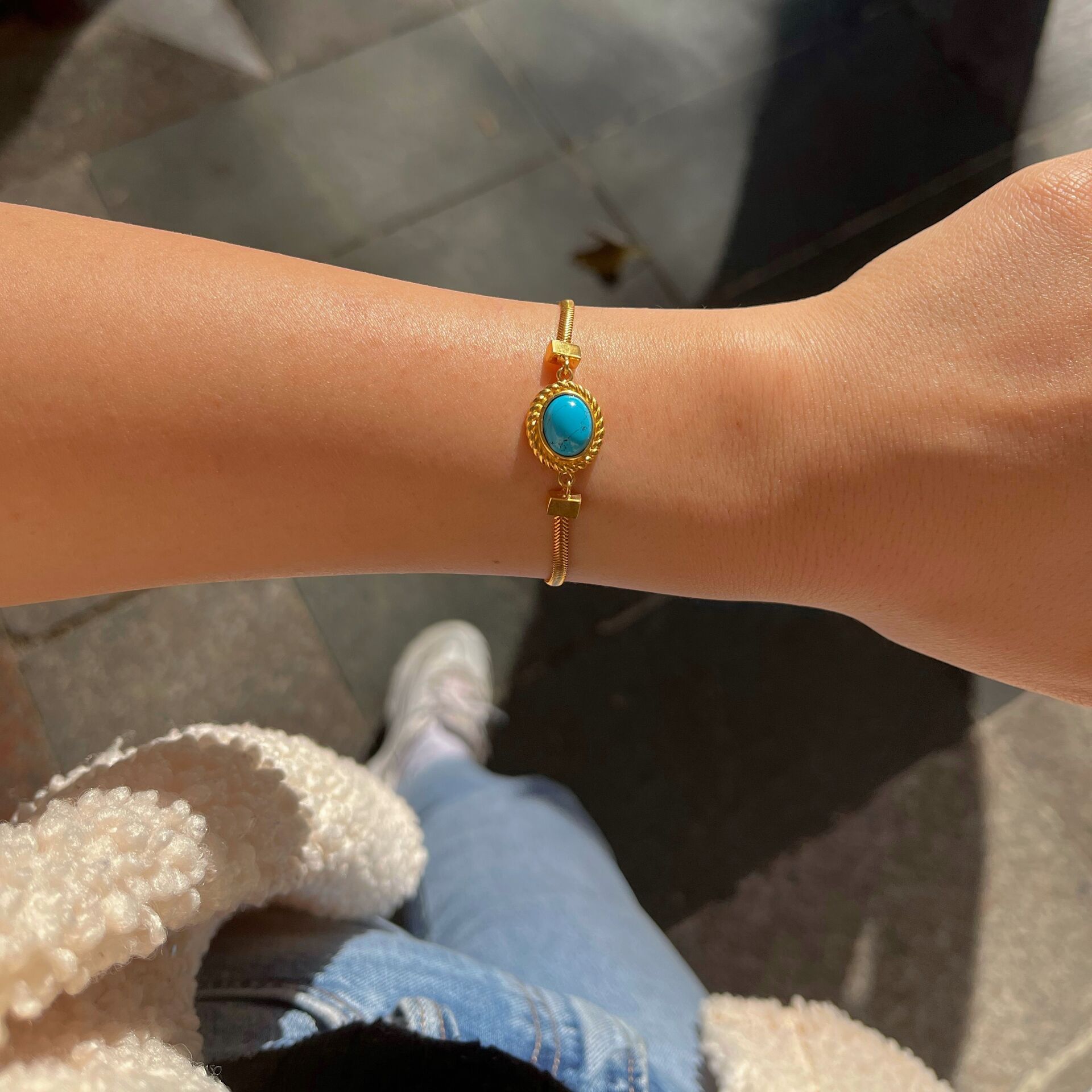 Gümüş firuze taşlı bileklik hs865e3