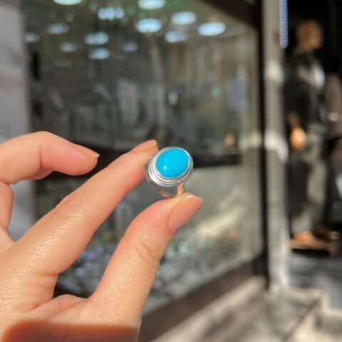 Gümüş firuze taşlı yüzük hs98