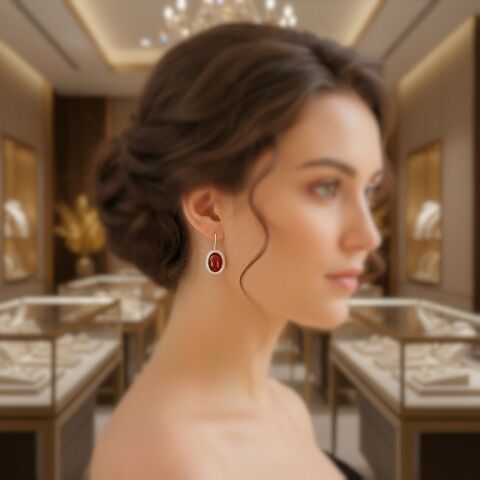 Gümüş akik taşlı sallantılı küpe hs4d4