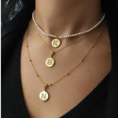 Gümüş taşlı harf kolye cn79e61v düz zincirli - Gümüş Rengi  (rodaj) - A