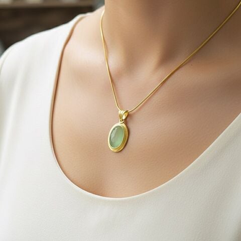 Gümüş yeşil taşlı hicran kolyesi