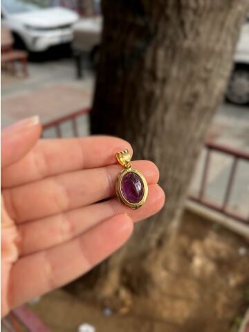 Gümüş altın kaplama ametist taşlı kolye ucu