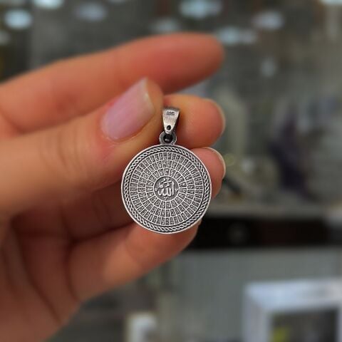 Gümüş esmaül hüsna yazılı dualı kolye ucu