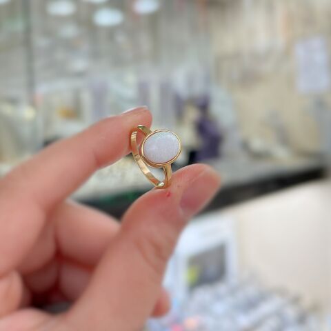 Gümüş beyaz opal taşlı yüzük is23r23