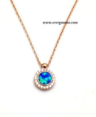 Gümüş Opal taşlı kolye Nz306