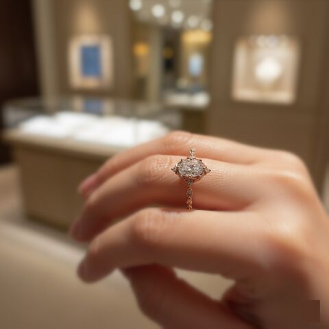 925 Ayar Gümüş Rose Gold  Oval Kesim Zirkon Taşlı Vintage Tasarım Kadın Yüzük