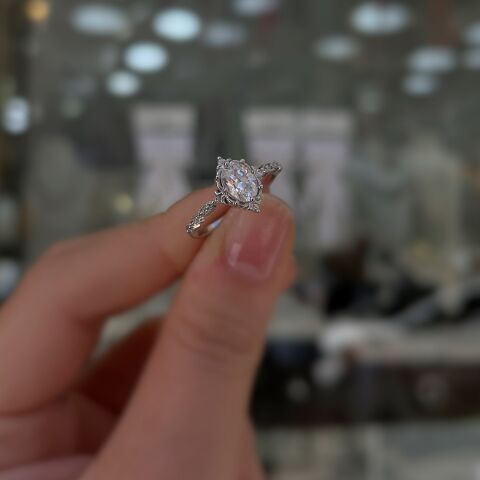 925 Ayar Gümüş Oval Kesim Zirkon Taşlı Vintage Tasarım Kadın Yüzük