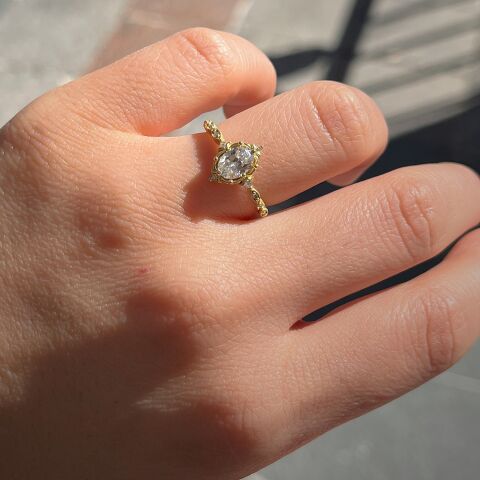 925 Ayar Gümüş Oval Kesim Vintage Tasarımaltın kaplama Kadın Yüzük