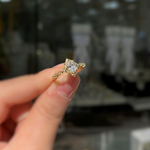 925 Ayar Gümüş Oval Kesim Vintage Tasarımaltın kaplama Kadın Yüzük