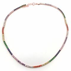 Gümüş renkli taşlı su yolu choker kolye ako78c2