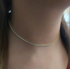 Gümüş ince su yolu choker kolye ako79v2