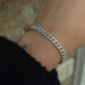 Gümüş 5 mm ince gurmet taşlı bayan bileklik el462r26f