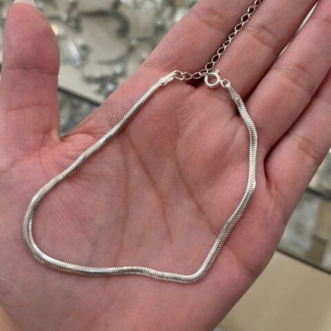 Gümüş 2,5mm döküm yassı balık sırtı halhal