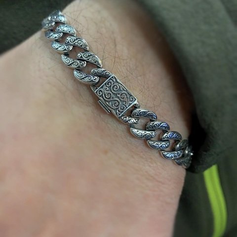 Gümüş eskitme model erkek bilekliik dy4656e2