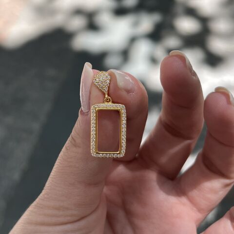 Gümüş gram altın konulan çerçeve kolye ucu kt31e26