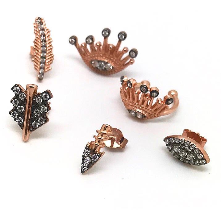Tragus kıkırdak ve normal gümüş küpe ws64c1