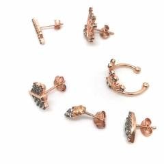 Tragus kıkırdak ve normal gümüş küpe ws64c1