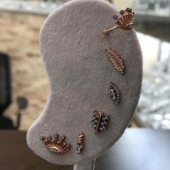 Tragus kıkırdak ve normal gümüş küpe ws64c1