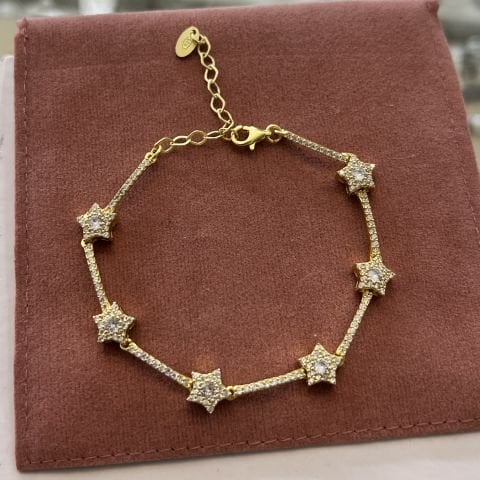 Gümüş yıldız model bayan bileklik cs71d2