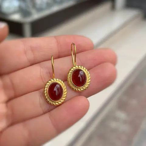 Gümüş burgu model akik taşlı takım