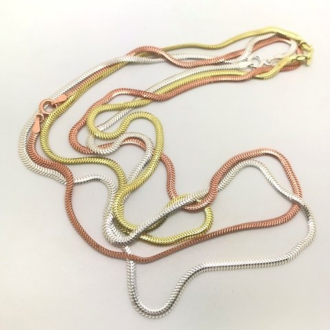 Gümüş 2,5 mm yassı döküm boyun zinciri kolye kt125e3 40 cm - Gümüş Rengi  (rodaj)
