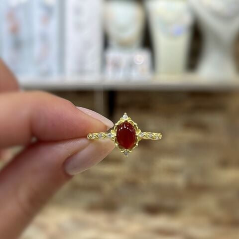 925 ayar gümüş oval Akik  taşlı vintage yüzük