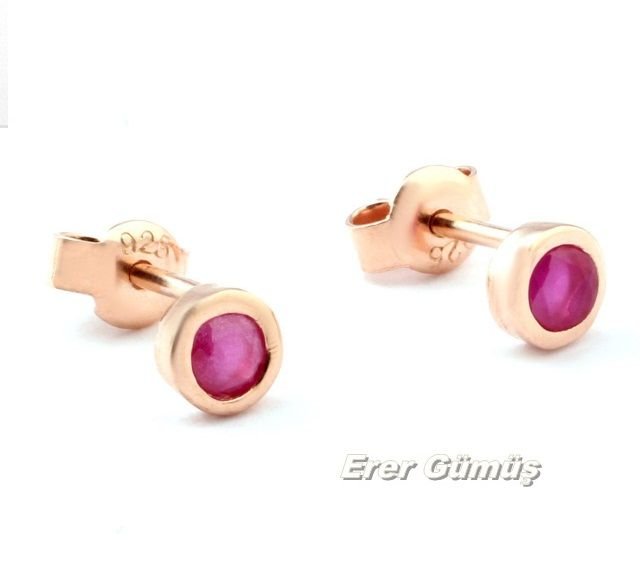 Mini Rose pembe taşlı Küpe
