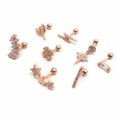 Gümüş kıkırdak tragus toplu tek küpe sh41f23
