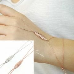 Gümüş yaprak model şahmeran bileklik hr763