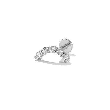 Gümüş önden takmalı vidalı tragus helix kıkırdak piercing küpesi pr06