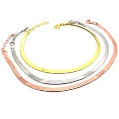 italyan yassı yılan model gümüş bileklik uc85y2 Pembe altın (rose)