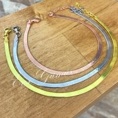 italyan yassı yılan model gümüş bileklik uc85y2 Pembe altın (rose)
