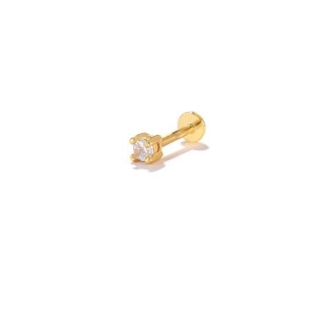 Gümüş önden takmalı vidalı tragus helix piercing kıkırdak küpesi pr09